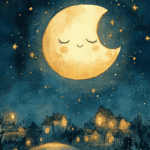 luna-sorridente-su-cielo-stellato-con-case-illuminate-e-buonanotte