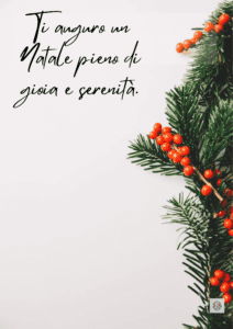 Un-ramo-di-Natale-decorato-con-bacche-rosse,-accompagnato-da-un-messaggio-di-auguri-per-un-Natale-pieno-di-gioia-e-serenità