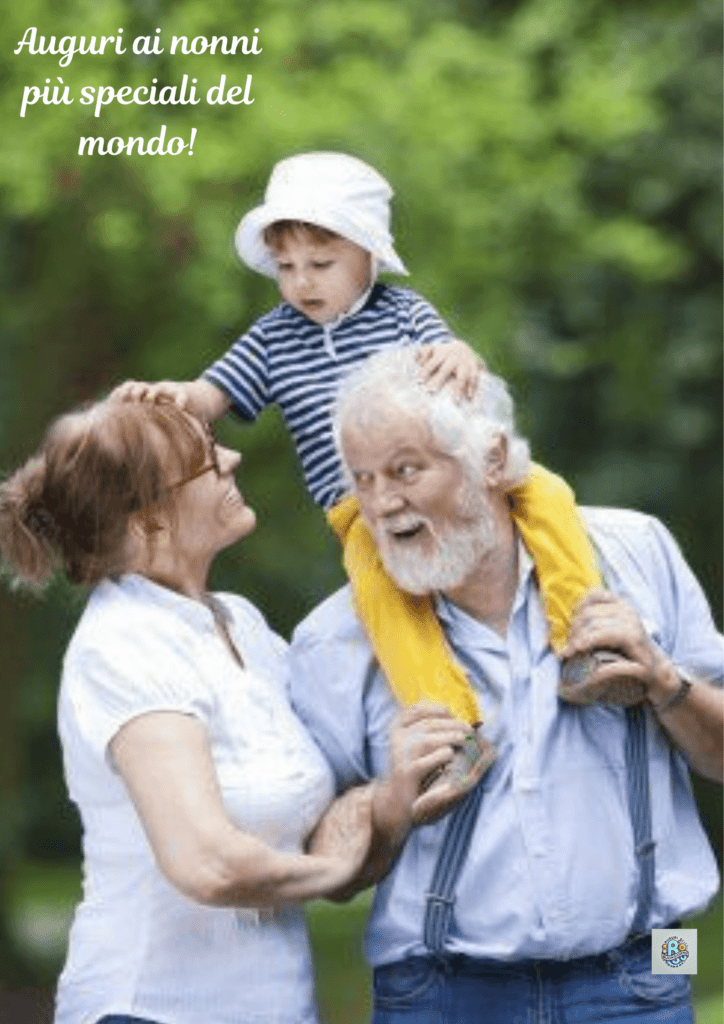 Un'illustrazione di nonni e nipoti che giocano in un gioioso momento familiare durante la Festa dei Nonni, che riflette amore, gioia e affetto.