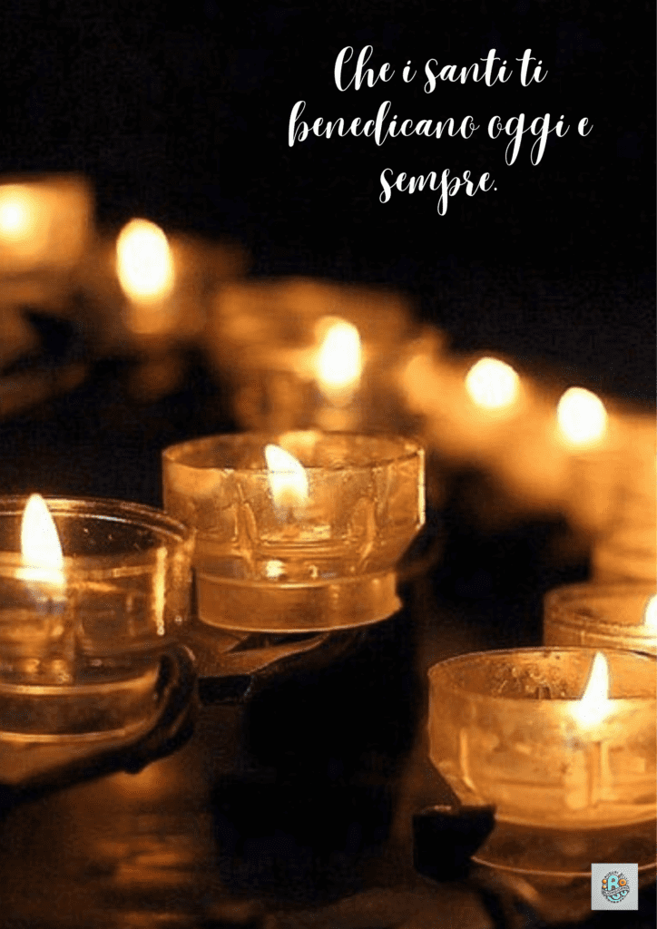 A peaceful scene with burning candles, representing Ognissanti and the light of hope and blessing in this sacred day.