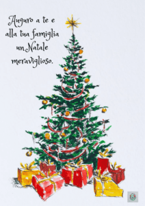 Albero-di-Natale-decorato-con-giochi-e-regali,-augurando-a-te-e-alla-tua-famiglia-un-Natale-meraviglioso