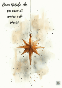 Una-stella-di-Natale-dorata-appesa-con-un-messaggio-di-Buon-Natale,-ricca-di-amore-e-di-sorrisi
