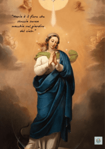 Madonna orante avvolta da luce divina