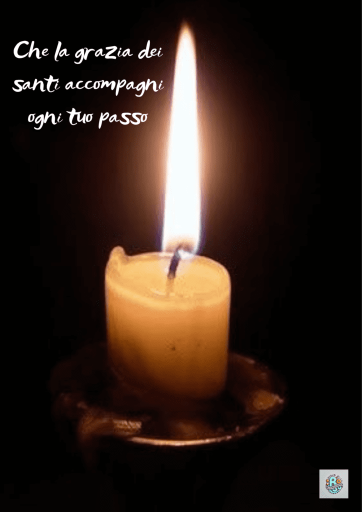 A single candle lit in darkness, a symbol of prayer and reflection during Ognissanti, guiding the faithful