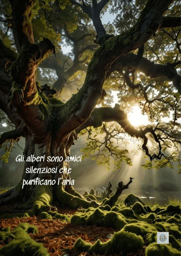 Purificazione dell'aria, amici della natura, alberi e salute, protezione ambientale, qualità dell'aria.