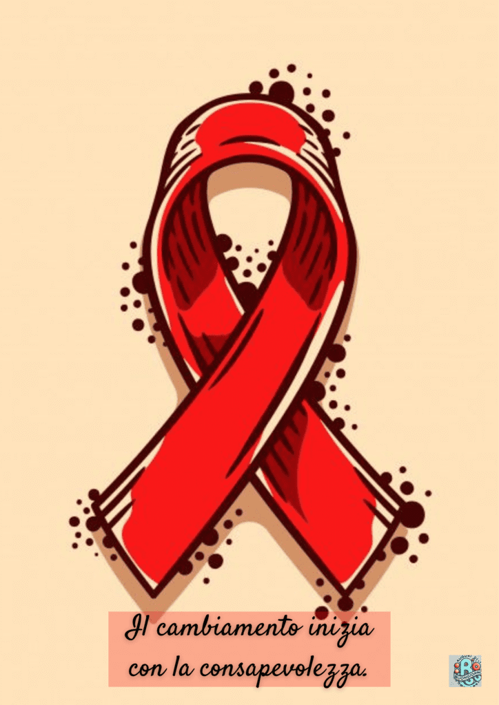 Nastro rosso simbolo della lotta contro l'AIDS su sfondo chiaro